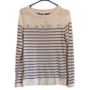 NEW Ann Taylor Loft Sweater Medium Stripes Linen Blend NWT